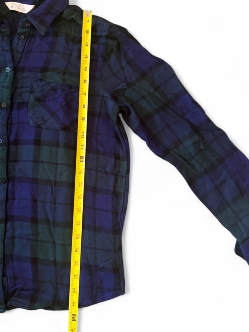 Market & Spruce Plaid Button-Up Shirt in Blue and Green - Picture 4 of 5